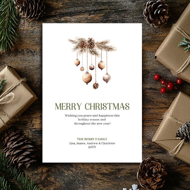 Konstnärlig julgransprydnad jordnära elegant kort (Artistic Christmas Ornament Earthy Elegant Card)