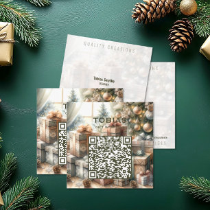 Konstnärlig julklapp i anpassningsbar med QR-kod Fyrkantigt Visitkort