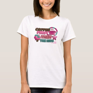 Konstnärlig KAFFE FÖRST SÄTT BARNEN Konstarbeten T Shirt