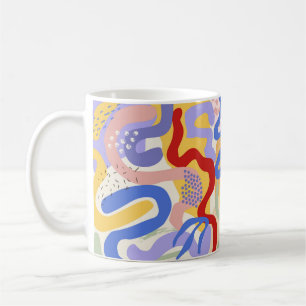 Konstnärlig kaffe Mugg - röd, blå och Gult