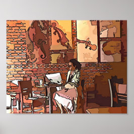 Konstnärlig kaffebutike poster