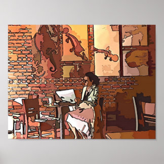 Konstnärlig kaffebutike poster