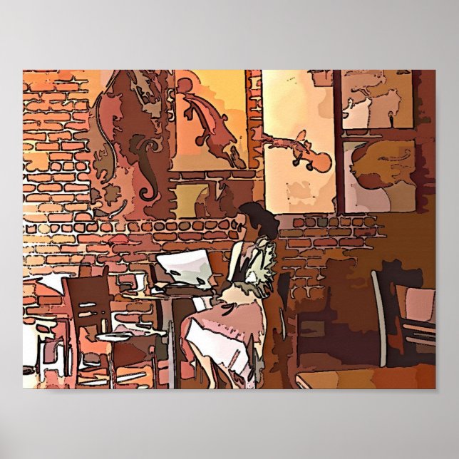 Konstnärlig kaffebutike poster (Framsidan)