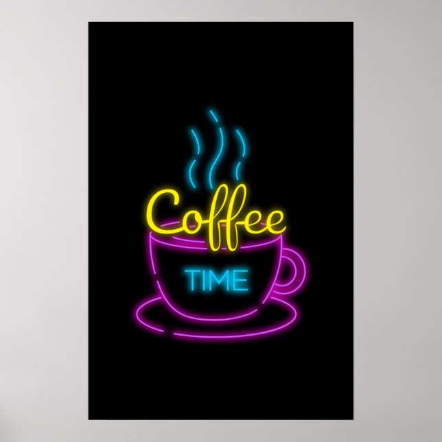 Konstnärlig kaffekaffe - Neon Art Easy Coffee Art Poster (Framsidan)