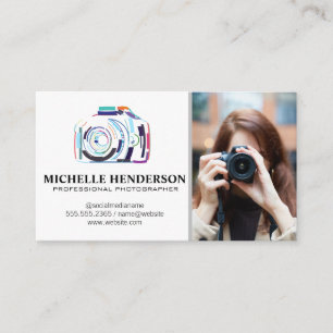Konstnärlig kamera, Logotyp Woman Holding Camera Visitkort