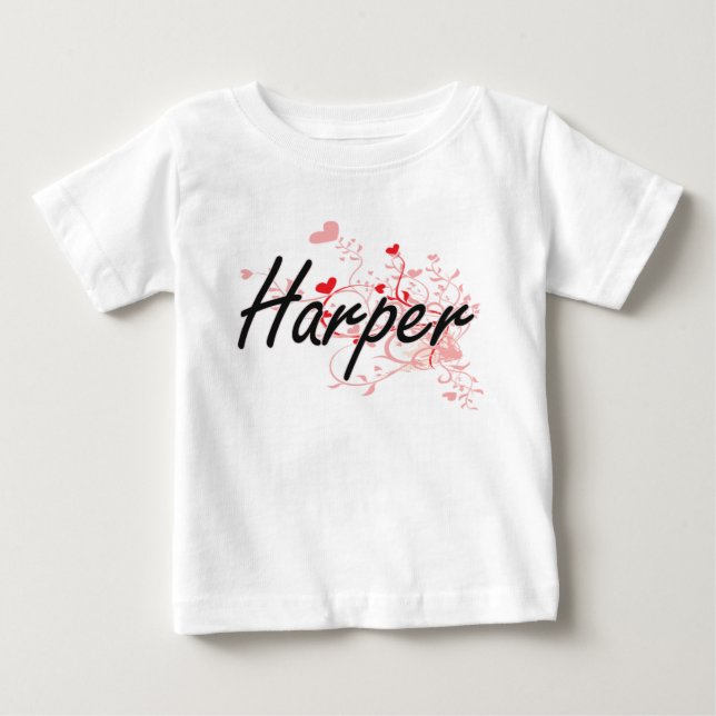 Konstnärlig känd design för Harper med hjärtor Tee Shirt (Framsida)