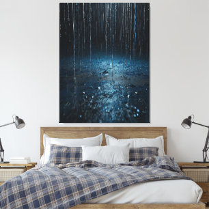 Konstnärlig kanvas - Abstrakt Silver Blue Wall
