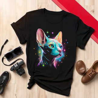Konstnärlig katt, färgad katt överdel t shirt