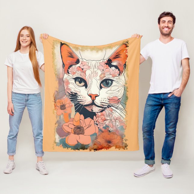 Konstnärlig katt fleecefilt (På plats)