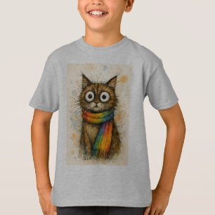 Konstnärlig katt med glasögon barn t-shirt - Rolig
