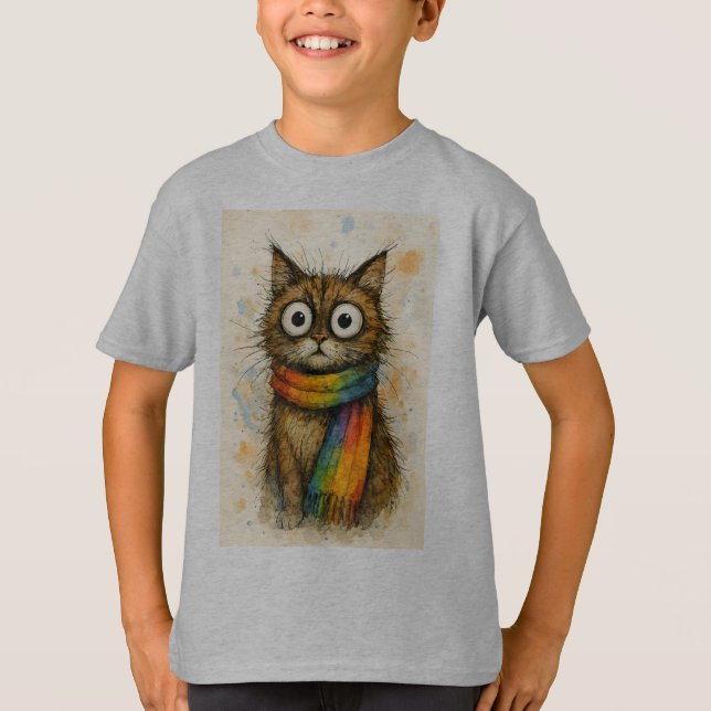 Konstnärlig katt med glasögon barn t-shirt - Rolig (Framsida)