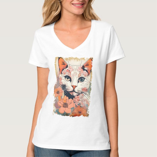 Konstnärlig katt t shirt (Framsida)