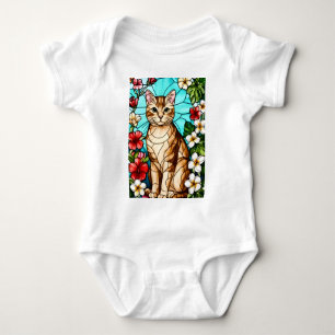 Konstnärlig kattporträtt bland tropiska blommor t shirt