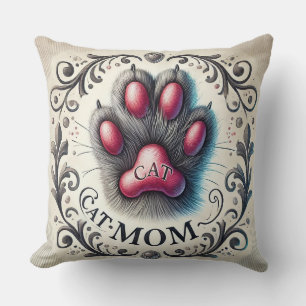 Konstnärlig kattpotesdesign kudde