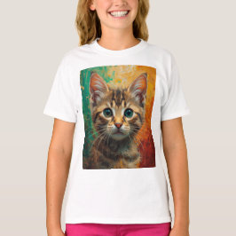 Konstnärlig Kitten Porträtt - Vibrant Oljemålning T Shirt
