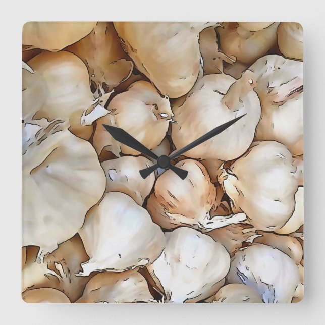 Konstnärlig konturkonst av Lökar Fyrkantig Klocka (Framsida)