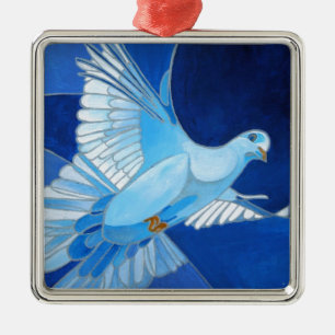 Konstnärlig konturkontur i Cerulean Blue Julgransprydnad Metall