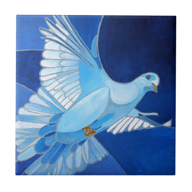 Konstnärlig konturkontur i Cerulean Blue Kakelplatta (Framsidan)