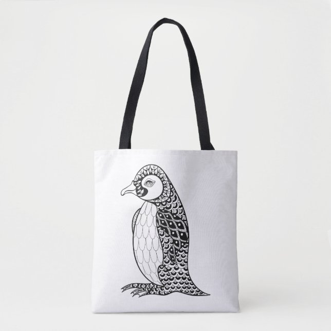 Konstnärlig kungpingvin Zendoodle 2 Tygkasse (Framsida)