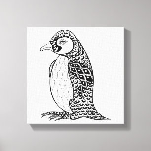 Konstnärlig kungpingvin Zendoodle 6 Canvastryck