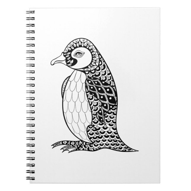 Konstnärlig kungpingvin Zendoodle Anteckningsbok (Framsidan)