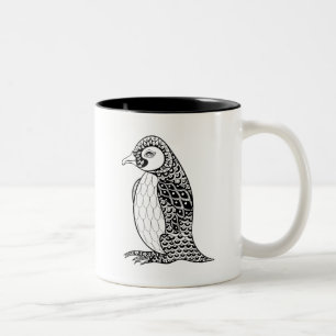 Konstnärlig kungpingvin Zendoodle Två-Tonad Mugg