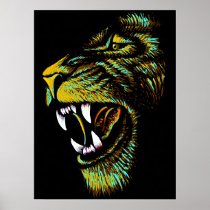 Konstnärlig Lejon huvudillustration - Lejon Poster