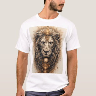 Konstnärlig lejon med gyllene geometrisk t shirt