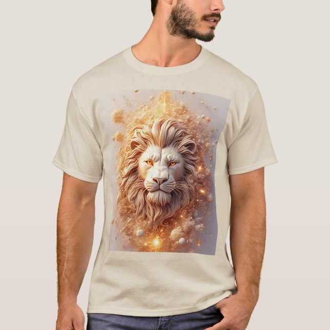 Konstnärlig lejon med gyllene geometrisk  t shirt (Framsida)