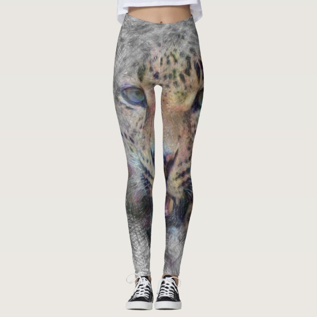 konstnärlig leopard leggings (Framsida)