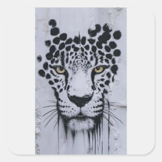 Konstnärlig Leopard Porträtt Wildlife Hoodie & Eti Fyrkantigt Klistermärke