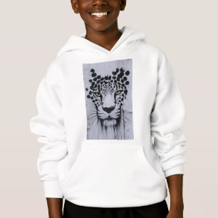 Konstnärlig leopardporträttbarnshoodie t shirt