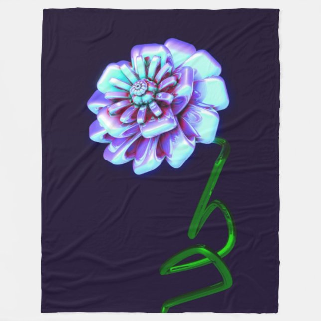 : Konstnärlig lila och blå blommig tryckt fleecefi Fleecefilt (Framsidan)