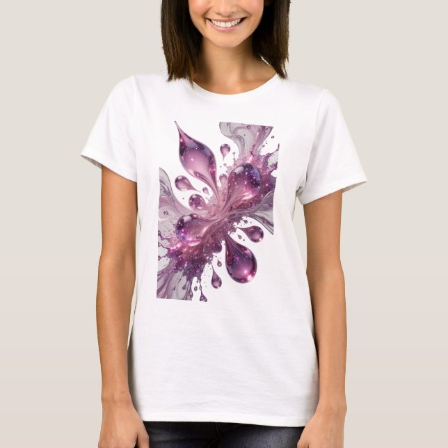 Konstnärlig lila VATTENDROPPS Anpassad T-shirt (Framsida)