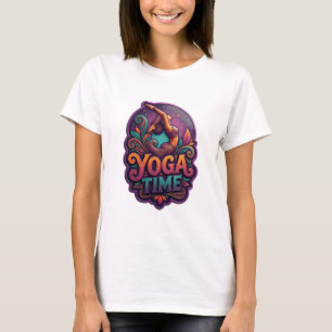 Konstnärlig lila YOGA TIME Textdesign T Shirt
