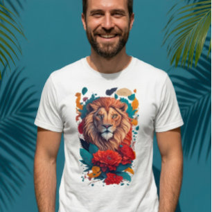 Konstnärlig Lion King Botanisk AI-illustration för T Shirt