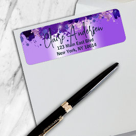Konstnärlig lyx Chic Modern Glam Lila Metallic Returadress Etikett