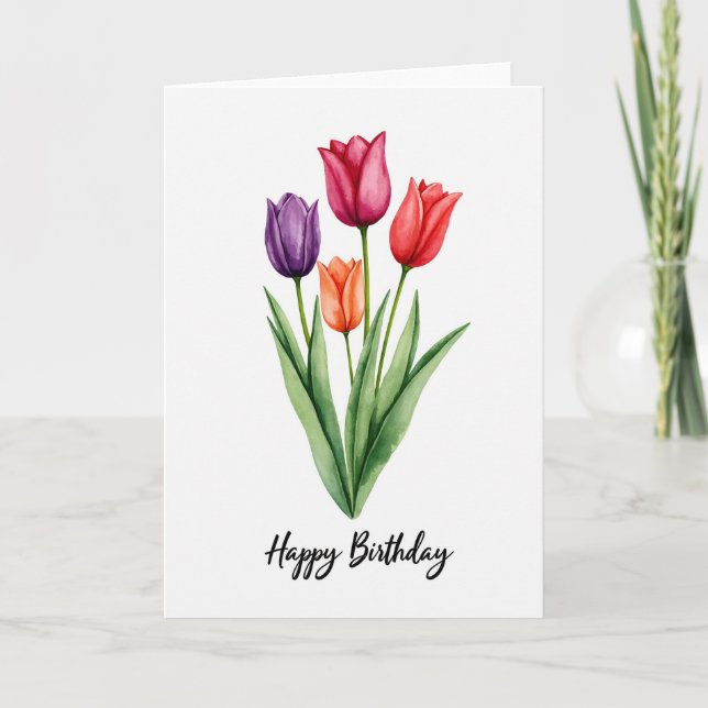 Konstnärlig Målad Blomsterkort Kort (Framsida)