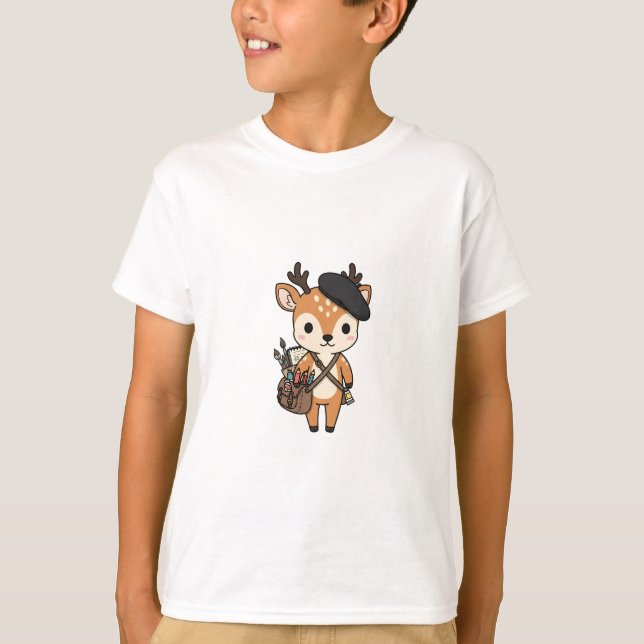 Konstnärlig målare dovhjort barn t shirt (Framsida)