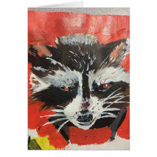 Konstnärlig målning för röd Racoon Hälsningskort