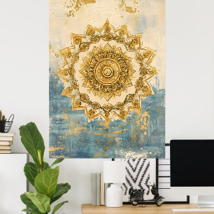 Konstnärlig mandala, ett invecklat cirkulärt motiv poster