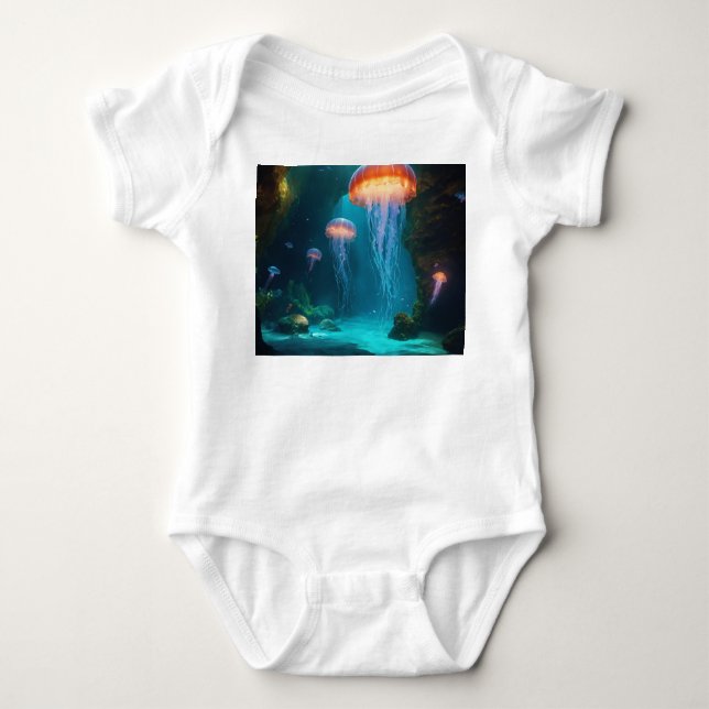 Konstnärlig manet t-shirt - Eterisk glöd på mörkt (Framsida)