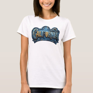 Konstnärlig marin CALIFORNIA Grafisk T-shirt