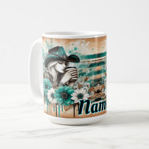 Konstnärlig med Blommigt Design och Cowgirl Kaffemugg