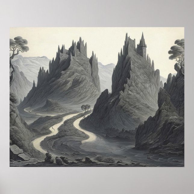 Konstnärlig medeltida digital konsmålning i liggan poster (Framsidan)