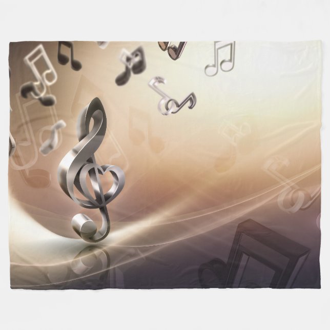 Konstnärlig Melodidesign med Musiknoter Fleecefilt (Framsidan (Horisontell))