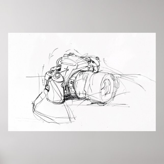 Konstnärlig minimal kameraskiss - poster (Framsidan)