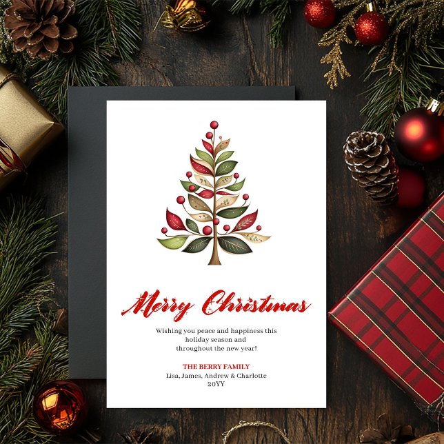 Konstnärlig minimalistisk julgran gratulationskort julkort (Artistic Minimalist Christmas Tree Greeting Print)