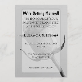 Konstnärlig minimalistisk svart-vit ros-knopp inbjudningar