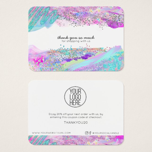 Konstnärlig modern LOGOTYP HÄR - Kundtack Visitkort (Framsida & baksida)